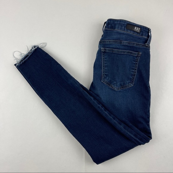 Kut From The Kloth Jeans Womens 2 Blue Denim Rough Hem - Picture 1 of 9
